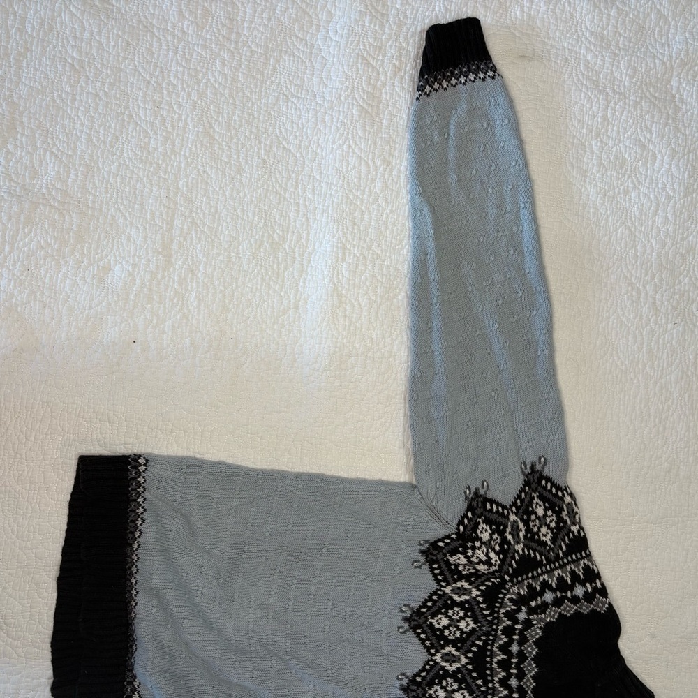 Sag Harbor Nordic Fair Isle Zip Sweater Jacket Black Gray White XL - Picture 8 of 11